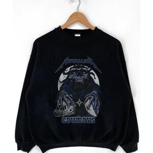 Dallas Cowboys Skull Graphic Heavy Metal Style Crewneck Sweatshirt